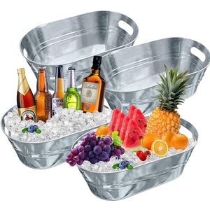 Recién llegado, bañera galvanizada para bebidas, Enfriador de bebidas de acero inoxidable y cubo de hielo para vino para fiestas y uso comercial de alimentos - Product Image 1