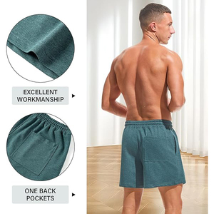 <b>men</b> fleece <b>shorts</b> soft cotton fabric relaxed <b>lounge</b> gym training casual summer comfort wear - Product Image 5
