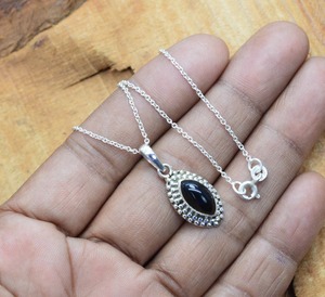 Noir Onyx Gemstone Pendentif Bijoux Pour Femmes Argent Boho Style Bijoux 925 En Argent Sterling Tendance À La Main Pendentif Cadeau - Product Image 2