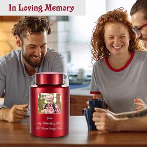 Photo Urnes de crémation personnalisées pour cendres humaines Mémorial funéraire personnalisé en acier inoxydable 5.9 pouces Souvenir décoratif moyen - Product Image 4