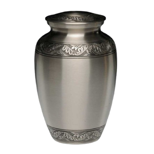 Urna de cremación con diseño de grabado con acabado antiguo de plata, urna de cremación para adultos de Metal asequible con urna de Metal sólido para cenizas - Product Image 2