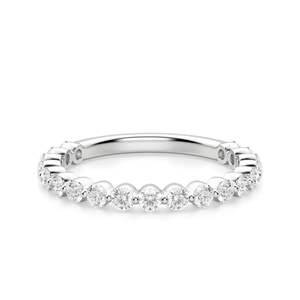 Conjunto de Punta compartida de diamante de corte redondo Semi Eternity Wedding Band para mujer - Product Image 5