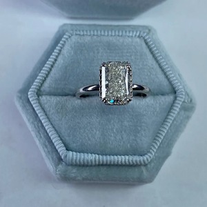 Anillo de Bodas de diamante cultivado en laboratorio de corte radiante de Color D excelente corte VVS hermoso anillo de Plata de Ley 925 regalo de boda para ella - Product Image 6