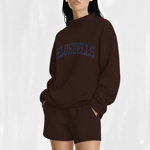 Sweat-shirt à col montant surdimensionné pour femmes, imprimé, en molleton de coton, pull ample, décontracté, streetwear, chaud pour l'hiver, haut tendance - Product Image 1