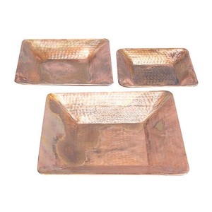 Bandeja de servicio de cobre de diseñador hecha a mano, plato hecho a mano de calidad superior, bandeja de servicio de cobre al por mayor con estilo clásico - Product Image 4