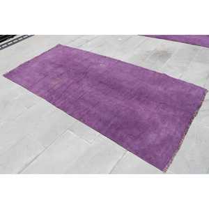 Alfombra Turca Vintage de 3.9x8.3 pies (120x254 cm), Alfombra con Puntos Morados y Grises - Product Image 2