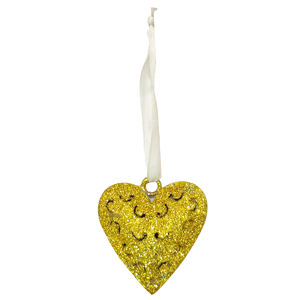 Or paillettes métal coeur lune découpe ornement suspendu pour arbre de noël vacances mariage fête maison décoration cadeau pièce - Product Image 1