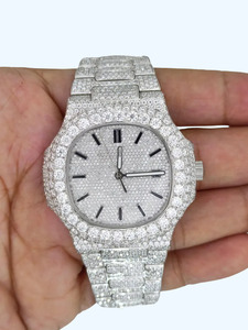 Moissanite Diamond <b>Watch</b> Mens Wrist <b>Watch</b> Solid 925 Sterling Silver Plated Hip Hop <b>Watch</b> For Men's Fashion Jewelry - Product Image 3