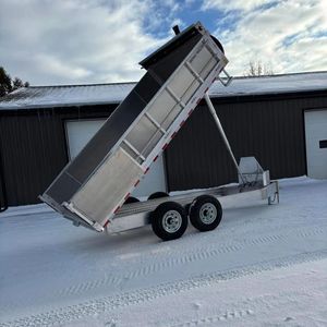 Used Gooseneck Dump Trailer 81.5x14' Hydraulic Jack Aluminum Ramps <b>Tarp</b> Pump GVWR 9990 5200lb Axles High Productivity Durable - Product Image 1