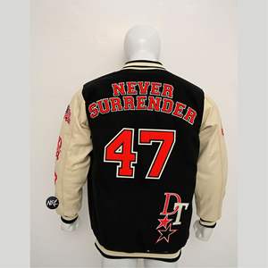 Veste universitaire d'hiver de haute qualité avec logo personnalisé en laine et chenille brodée pour hommes avec manches en cuir de couleur personnalisée High Street - Product Image 4