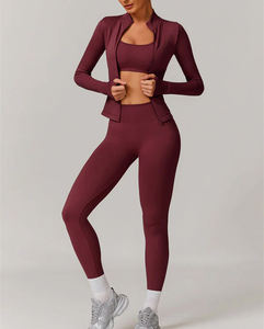 High Quality Seamless Performance Jacket and Leggings Set for Women Flexible Fit Gym Yoga Fitness 2 Piece <b>Training</b> Gym Outfit - Product Image 4