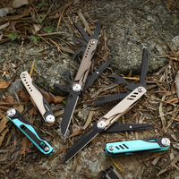 Hongrui Edelstahl-Multitool Taschenmesser mit Clip Überlebenswerkzeug mit Schere Camping Wandern Survival EDC