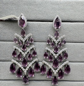 ต่างหูเพชรแบบอเมริกันสุดหรูต่างหูผู้หญิงหรูหราสำหรับใส่ไปงานเลี้ยงเครื่องประดับแฟชั่นประดับด้วยหินเพทายสำหรับเป็นของขวัญ - Product Image 4