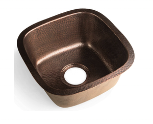 DIVRIS Lavabo de Cobre Martillado Hecho a Mano, de un Solo Tazón, Cuadrado, Moderno, con Acabado Pulido, para Cocina o Baño, 12x12 pulgadas - Product Image 1