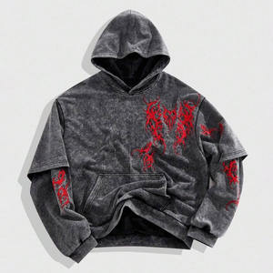 Sudadera con Capucha de Alta Calidad, Estilo Vintage, Lavado Ácido, Ropa Urbana, Sudadera Personalizada de Algodón Grueso, Sudadera Bordada - Product Image 1