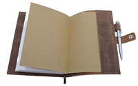 Plans and Prosper A5 Carnet personnalisé personnalisable fait à la main Vintage Brown Designer Couverture en cuir Fermeture à pression Rechargeable