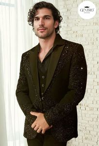 Black Designer Hand Embroidered Tuxedo, Traditional <b>Groom</b> Black Jacket Wedding Indian Jacket <b>Men's</b> Suit Zari Work - Product Image 4