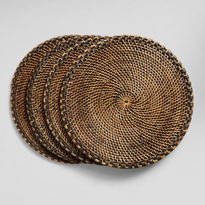 Customized <b>White</b> Wash Rattan <b>Placemat</b> For Minimalist Dining Table Decoration Boho Style Natural Rattan <b>Placemat</b> - Product Image 4