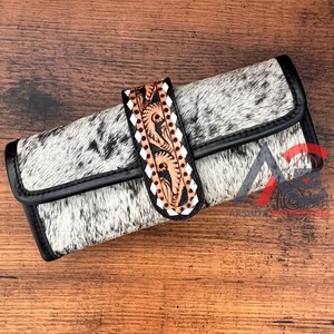 กระเป๋าเครื่องประดับม้วนหนังวัวสำหรับผู้หญิงกระเป๋าเครื่องประดับพับได้มีซิปกระเป๋าใส่เครื่องประดับสำหรับสร้อยคอต่างหูแหวนจัดเก็บเครื่องประดับสำหรับเดินทาง - Product Image 1