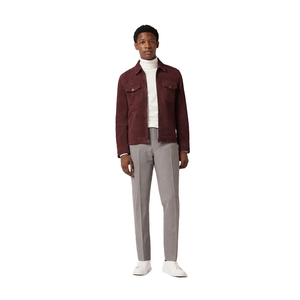 Men's <b>Suede</b> <b>Leather</b> <b>Jacket</b> Dark Brown Zipper Closure Turn-down Collar Casual Autumn Style Regular Fit Pockets - Product Image 2