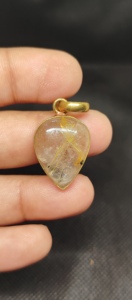 จี้ทองเหลืองประดับควอตซ์รูไทล์สีทองธรรมชาติ เครื่องประดับควอตซ์รูไทล์สีน้ำเงิน - Product Image 4