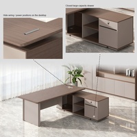 Bureau de direction ergonomique en forme de L, durable, en stratifié HPL |   Meubles de bureau en PVC non toxique pour les startups, résistants aux rayures