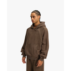 Nouvelle Mode Streetwear Vintage Hoodie Coton Sun Faded Acid Wash Hoodie French Terry Blank Cropped Zip up Boxy Hoodie pour Hommes - Product Image 2