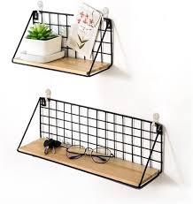 Wall Decor Storage Floating Shelves Rustic Wood Wall Mounted Shelves with Metal Brackets from India - Product Image 4