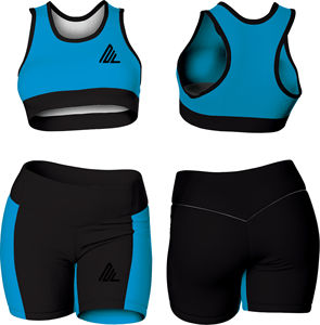 Conjunto de Yoga de 2 piezas con logotipo frontal sólido para mujer Sujetador deportivo y pantalones cortos transpirables ecológicos para gimnasio - Product Image 5