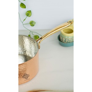 Andianartvilla กระทะซอสด้ามยาวทำจากทองเหลืองใช้ตีด้วยค้อนสำหรับทำอาหารและเสิร์ฟ-ใช้ในบ้านโรงแรมและร้านอาหาร - Product Image 2