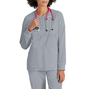 Chaquetas Quirúrgicas Personalizadas de Alta Calidad para Mujer con Cierre en el Cuello, Cálidas para Invierno, con Puños Acanalados y Relleno de Algodón, Tejido Estampado - Product Image 1