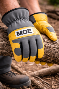 Gants de travail robustes en cuir avec paume renforcée pour la manipulation du bois, dos en tissu durable, utilisation extérieure, fourniture d'usine - Product Image 3