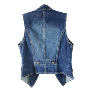 Ladies Denim Jacket Jeans Casual Fashion Street Wear <b>Sleeveless</b> School Jacket <b>Coat</b> Washed Denim Vests - Product Image 2