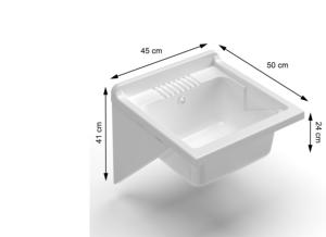 Mongardi White L45xW50xH24cm Wall-Mounted Bathroom <b>Sink</b> with PP Resin <b>Brackets</b> Drain Fixing Kit Includes Washboard Made in Italy - Product Image 3