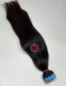 Extensions de cheveux bruts indiens à texture naturelle vierge droite de qualité 12A, cuticules alignées à partir d'un seul modèle d'application de ruban de donneur - Product Image 2