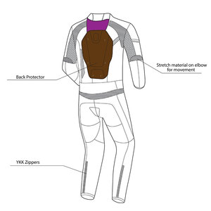 Traje de moto de cuero de ajuste universal con armadura CE ajustable para seguridad - Product Image 5