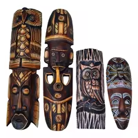 Masques sculptés en bois massif Tailai, design personnalisé multifonctionnel, à suspendre au mur, pour restaurant, bureau, salon - Product Image 6