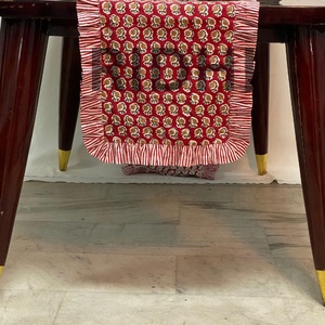 Chemin de table en coton rouge floral Cosmos chocolat, personnalisable, de haute qualité, imprimé à la main, pour table à manger, événements de mariage - Product Image 6