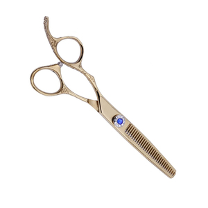 Tijera para adelgazar el cabello para salón de belleza, hoja recta afilada, 32 dientes, apósitos para el cabello, Tijera con reposapiés y tornillo elegante - Product Image 3