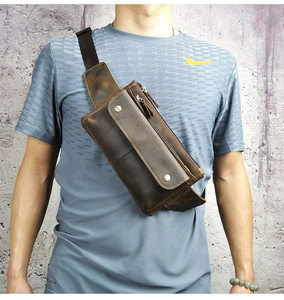 Bolso Bandolera de Piel Auténtica Hecho a Mano, Estilo Vintage, Personalizable, Color Gris Oscuro, para Hombre y Mujer - Product Image 1