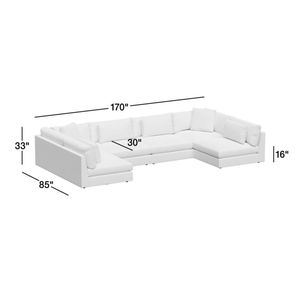 Canapé sectionnel Chesterfield en velours Monterey Light Luxury, 4 pièces, en forme de U, extensible, pour salons - Product Image 3