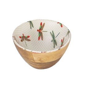 Fabricant de bols de service en bois imprimé Leaf Design Nouveau design de bols de service à salade en bois faits à la main Exportateur en gros - Product Image 1