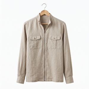 Camicia <span class=keywords><strong>Estiva</strong></span> da <span class=keywords><strong>Uomo</strong></span> in <span class=keywords><strong>Lino</strong></span>/Cotone con Zip, <span class=keywords><strong>Giacca</strong></span> Casual Moderna ad Asciugatura Rapida, Produzione OEM ODM, Vendita all'Ingrosso, Etichetta Privata, Basso MOQ - Product Image 2