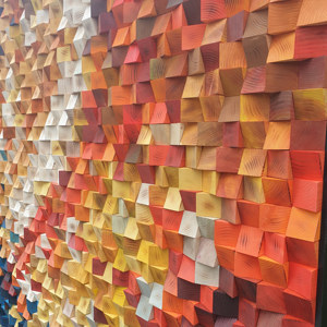 Best Sale Square 3D Mosaic Handcrafted Wood Panel for Living Room Decor Modern Abstract Design Black Frame <b>Wall</b> Hanging <b>Art</b> - Product Image 5