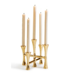 Bougeoir à 5 cônes-Finition dorée Décoration de table Décor de table Look simple et chic Décoration de mariage - Product Image 1