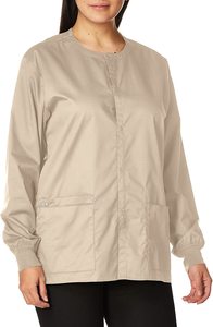 Blusa de uniforme de enfermera para mujer, color marrón, manga larga, con bolsillo frontal, para uso hospitalario, de punto, de algodón y poliéster, con detección de agujas - Product Image 6