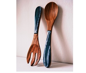 Now Designs Serveurs à salade en bois de manguier Ensemble de serveurs à salade faits à la main Produit en bois pour la cuisine à domicile - Product Image 6