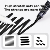 Ensemble de marqueurs acryliques blancs et noirs à base d'eau avec pointe pinceau, type liquide droit, pour la peinture DIY, en plastique