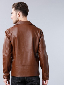 Gran oferta, chaqueta para hombre, manga completa, múltiples bolsillos, cuello vuelto, nueva chaqueta de cuero con cremallera, chaqueta de cuero personalizada para hombre - Product Image 3