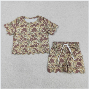 Conjunto de Shorts para Niñas GSSO3224 con Borde Festoneado y Estampado de Camuflaje - Product Image 3